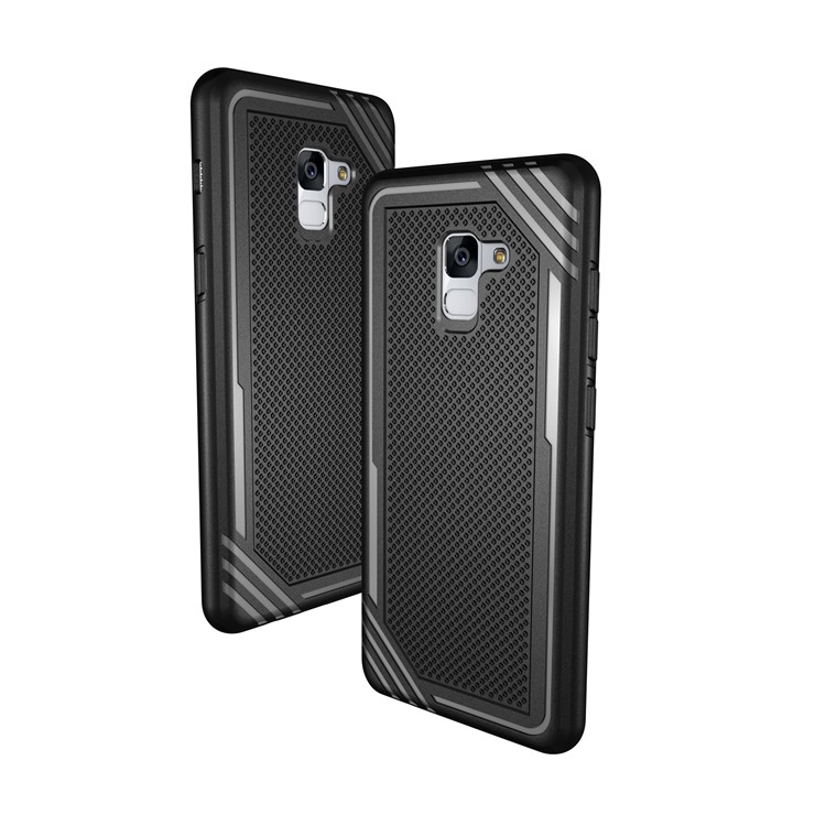 Armor Anti-slip TPU Back Mobile Phone Case for Samsung Galaxy A8+ (2018) - Black-6