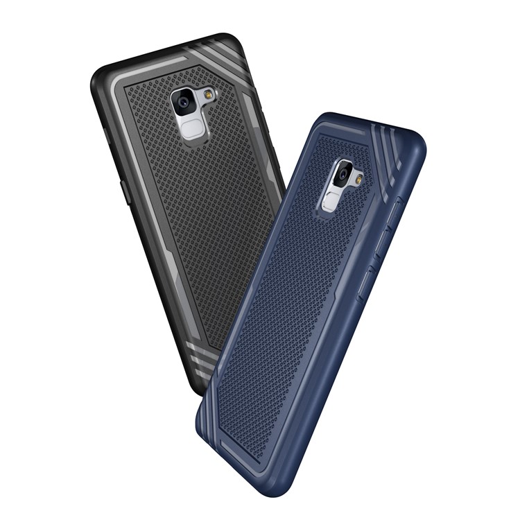 Armor Anti-slip TPU Back Mobile Phone Case for Samsung Galaxy A8+ (2018) - Black-7