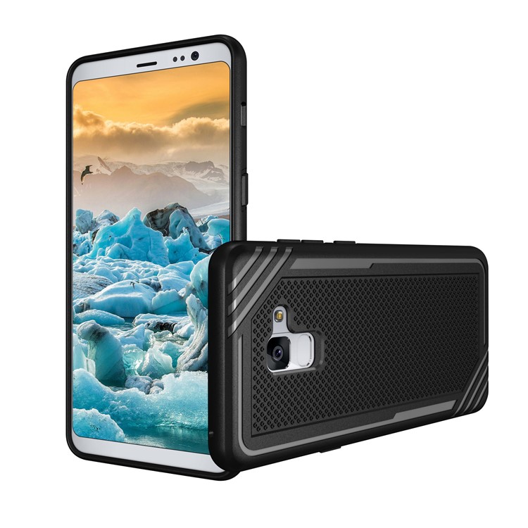 Armor Anti-slip TPU Back Mobile Phone Case for Samsung Galaxy A8+ (2018) - Black-8