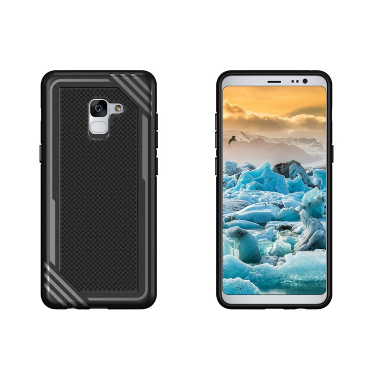 Armor Anti-slip TPU Back Mobile Phone Case for Samsung Galaxy A8+ (2018) - Black-9