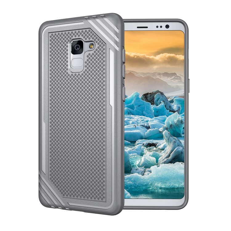 Armor Anti-slip Soft TPU Heat Dissipation Back Phone Casing for Samsung Galaxy A8+ (2018) - Grey-1