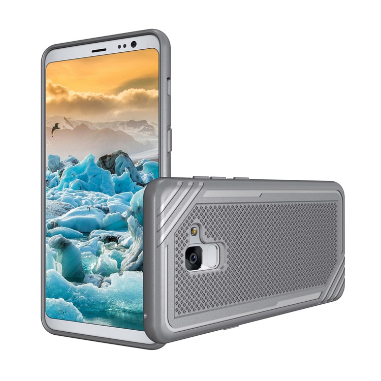 Armor Anti-slip Soft TPU Heat Dissipation Back Phone Casing for Samsung Galaxy A8+ (2018) - Grey-2