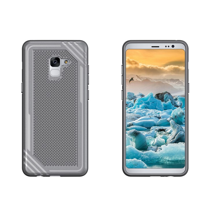 Armor Anti-slip Soft TPU Heat Dissipation Back Phone Casing for Samsung Galaxy A8+ (2018) - Grey-3
