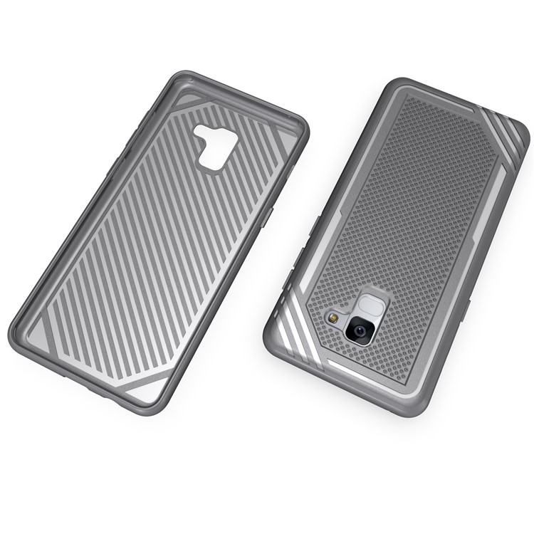 Armor Anti-slip Soft TPU Heat Dissipation Back Phone Casing for Samsung Galaxy A8+ (2018) - Grey-6
