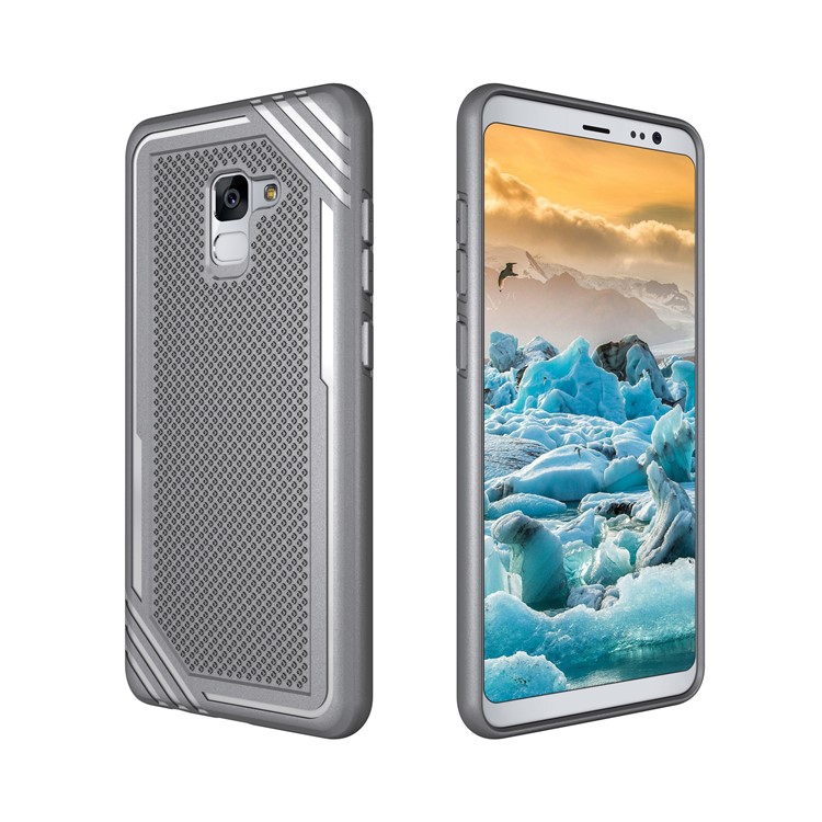 Armor Anti-slip Soft TPU Heat Dissipation Back Phone Casing for Samsung Galaxy A8+ (2018) - Grey-7