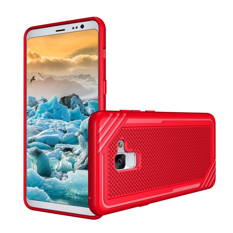 Armor Anti-slip TPU Back Cover Accessory for Samsung Galaxy A8+ (2018) - Red-2