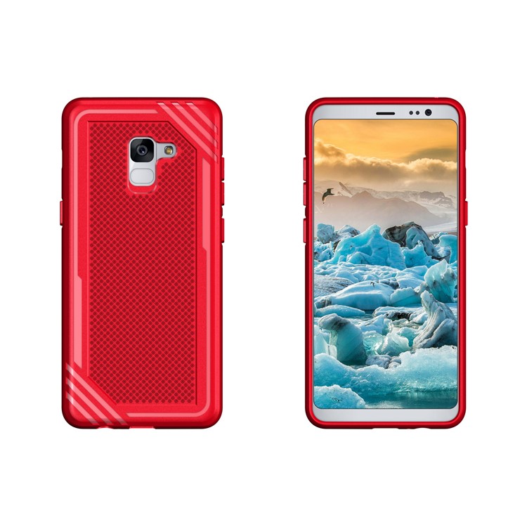 Armor Anti-slip TPU Back Cover Accessory for Samsung Galaxy A8+ (2018) - Red-3