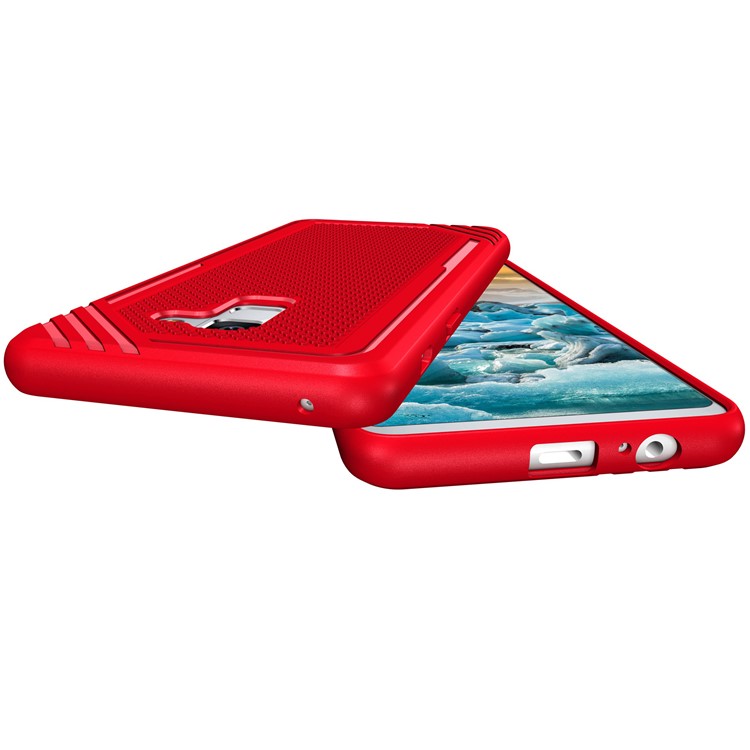 Armor Anti-slip TPU Back Cover Accessory for Samsung Galaxy A8+ (2018) - Red-4