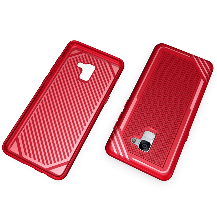Armor Anti-slip TPU Back Cover Accessory for Samsung Galaxy A8+ (2018) - Red-6