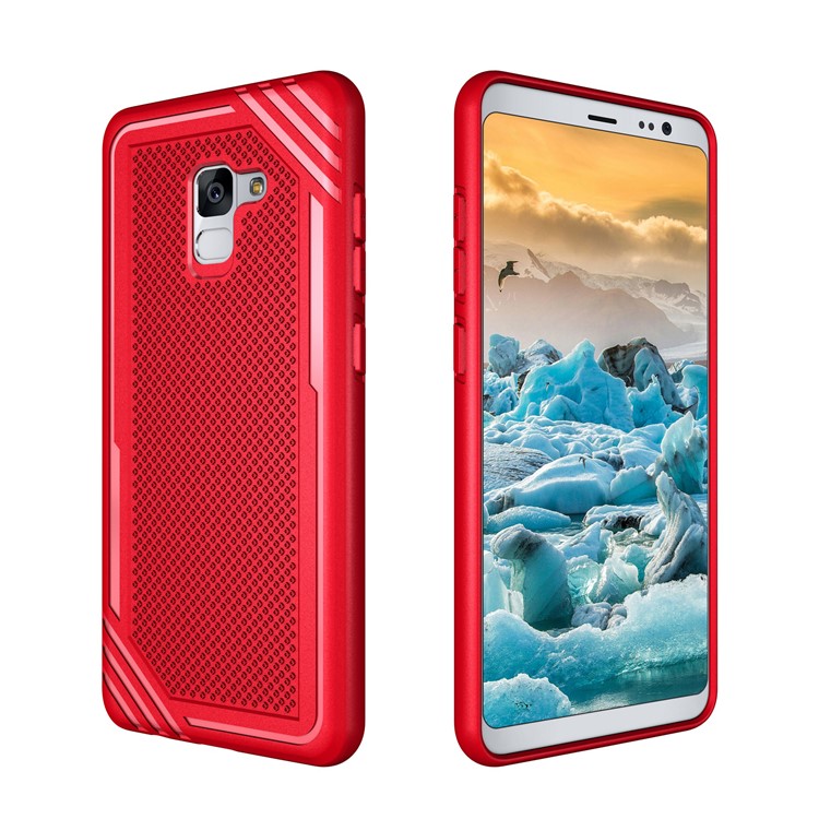 Armor Anti-slip TPU Back Cover Accessory for Samsung Galaxy A8+ (2018) - Red-7