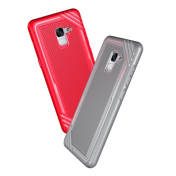 Armor Anti-slip TPU Back Cover Accessory for Samsung Galaxy A8+ (2018) - Red-8