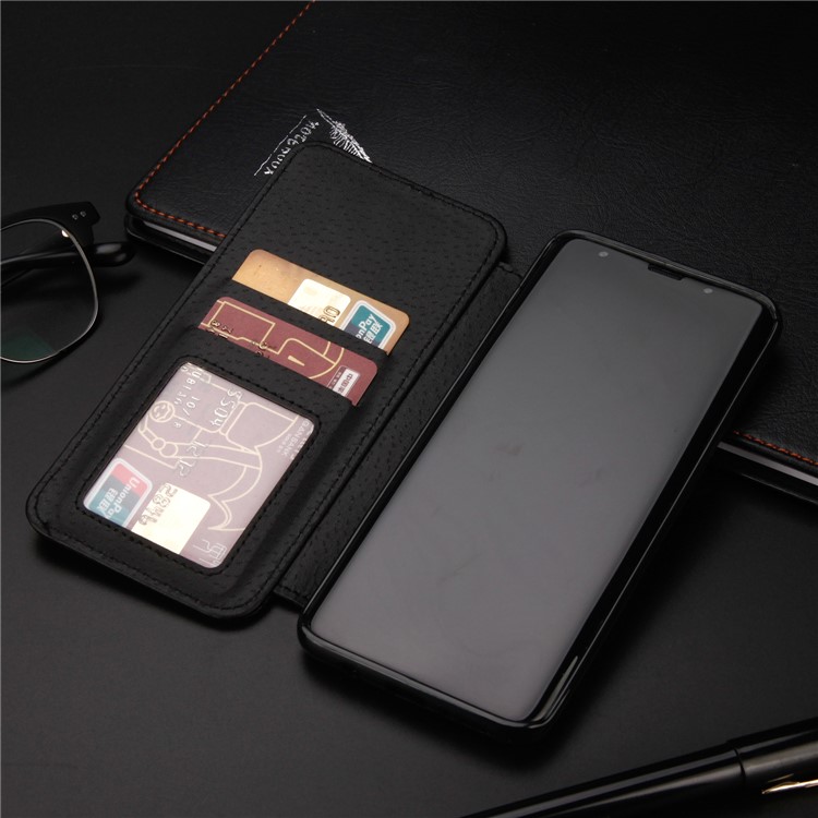 Crown Grid Pattern Flip Pull Card Case Per Samsung Galaxy S9 Plus SM-G965 - Nero