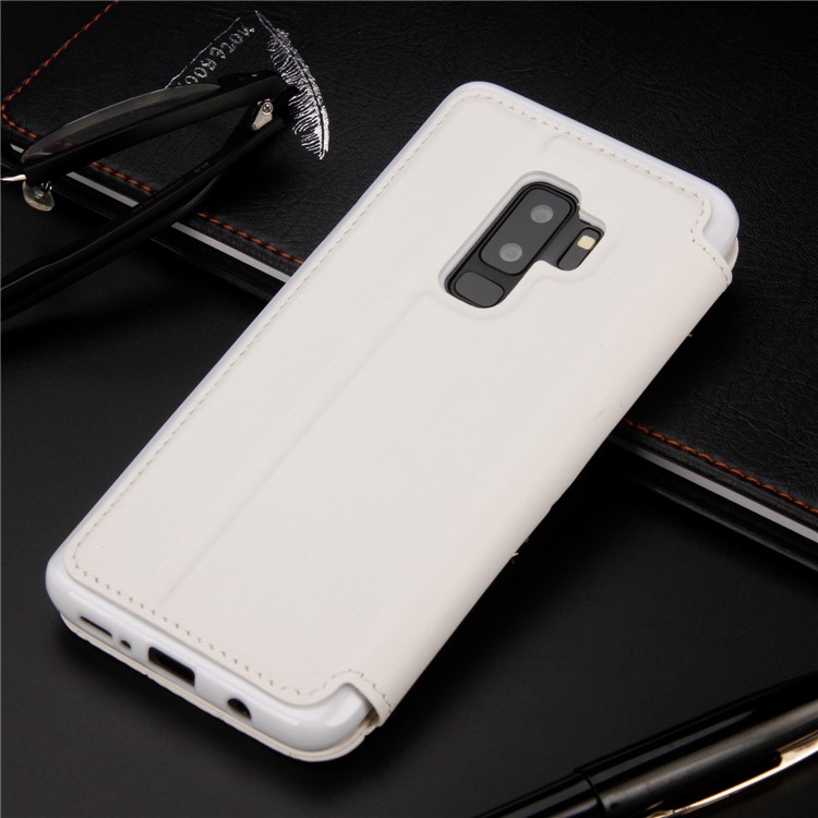 Crown Grid Pattern Flip Leather Card Holder Phone Casing for Samsung Galaxy S9 Plus SM-G965 - White-2