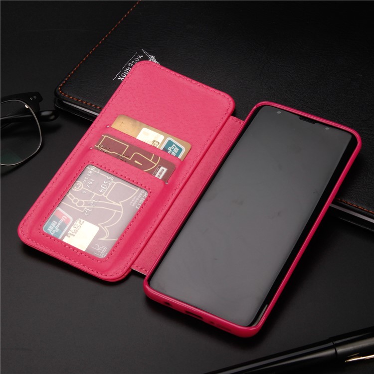 Crown Grid Pattern Flip Leather Stand Flip Cover for Samsung Galaxy S9 Plus SM-G965 - Rose-3