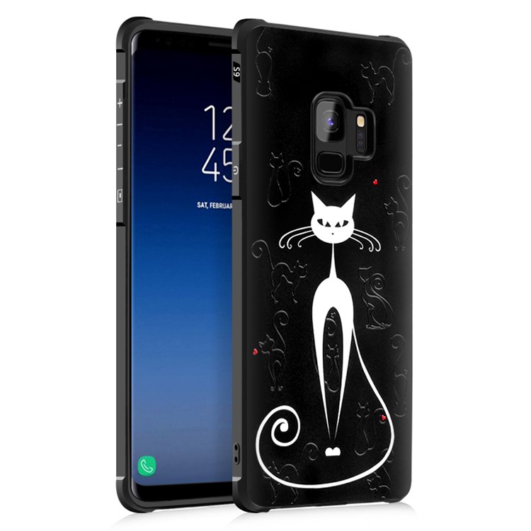 Four Corners Air-cushioning TPU Mobile Phone Case for Samsung Galaxy S9 SM-G960 - Elegant Cat-1