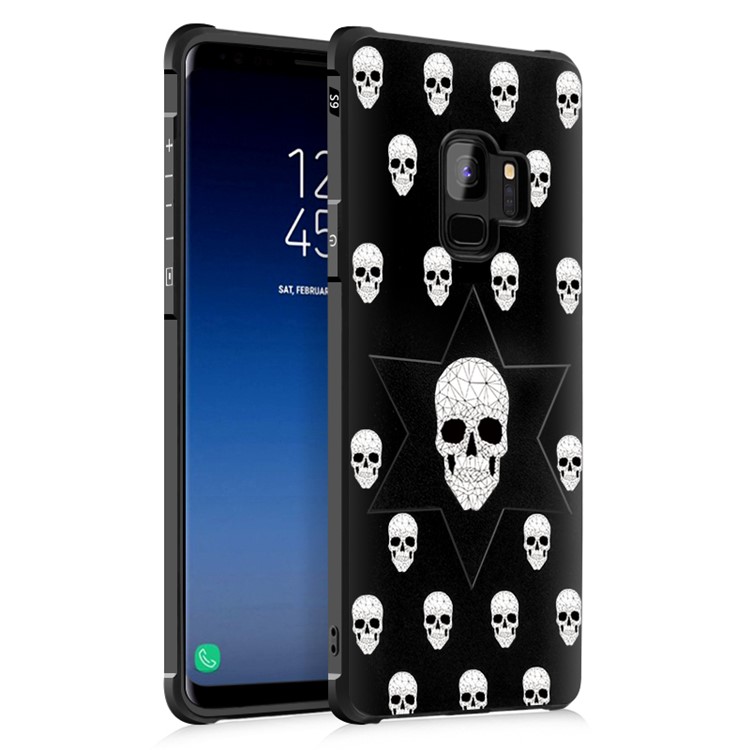 Four Corners Air-cushioning TPU Mobile Phone Cover for Samsung Galaxy S9 SM-G960 - Skulls-1