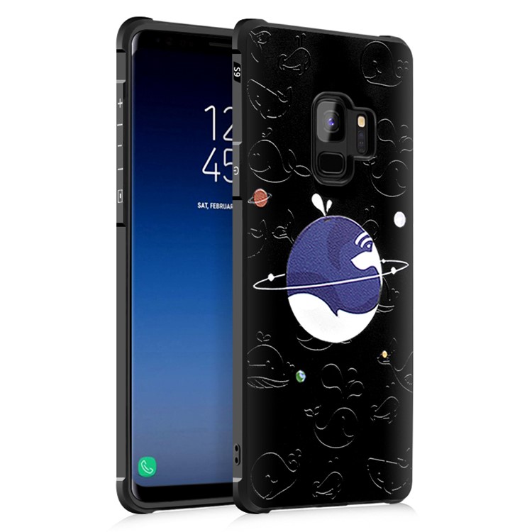 Four Corners Air-cushioning TPU Cell Phone Cover for Samsung Galaxy S9 SM-G960 - Whale Planet-1