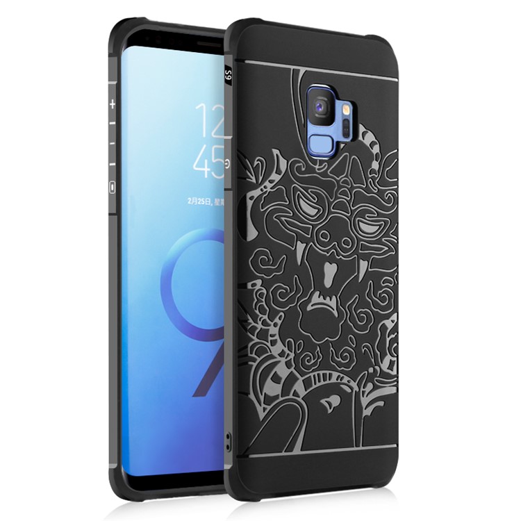 Wrapped Edges Drop-proof TPU Case for Samsung Galaxy S9 G960 - Dragon Pattern / Black-1