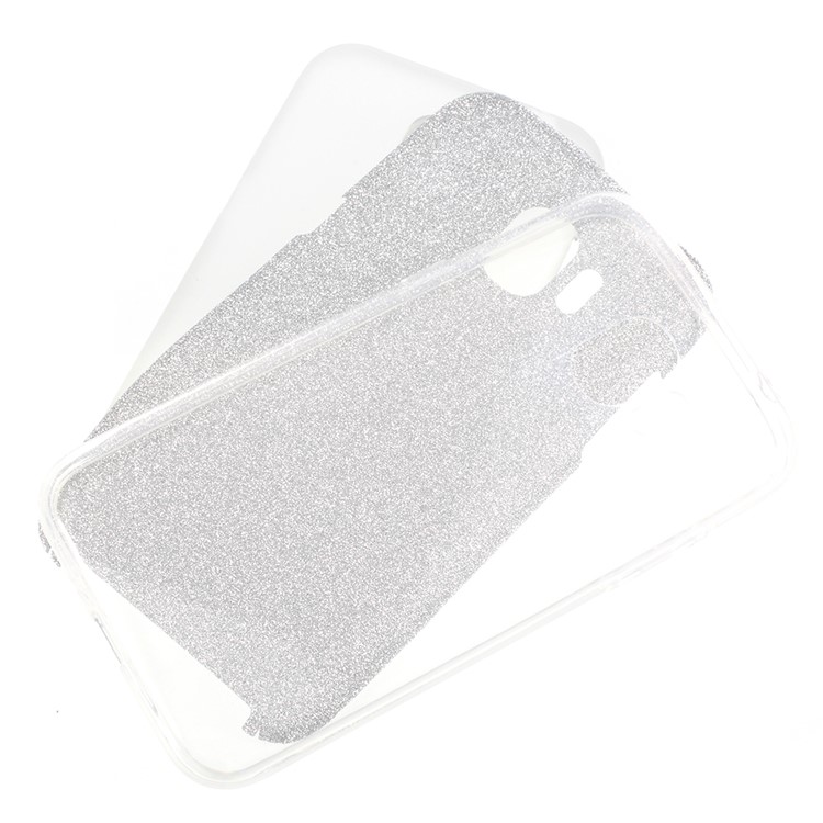 3-in-1 Glittery Powder Paper TPU + PC Hybrid Cover for Samsung Galaxy J2 Pro 2018 - Silver-1