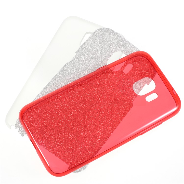 3-in-1 Glittery Powder Paper TPU + PC Hybrid Shell for Samsung Galaxy J2 Pro 2018 - Red-1