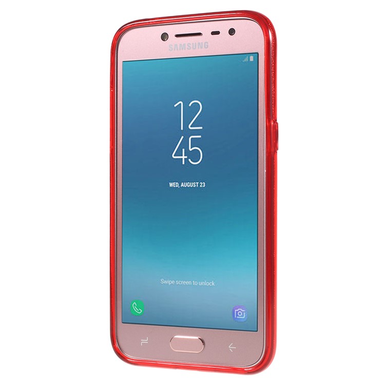 3-in-1 Glittery Powder Paper TPU + PC Hybrid Shell for Samsung Galaxy J2 Pro 2018 - Red-3