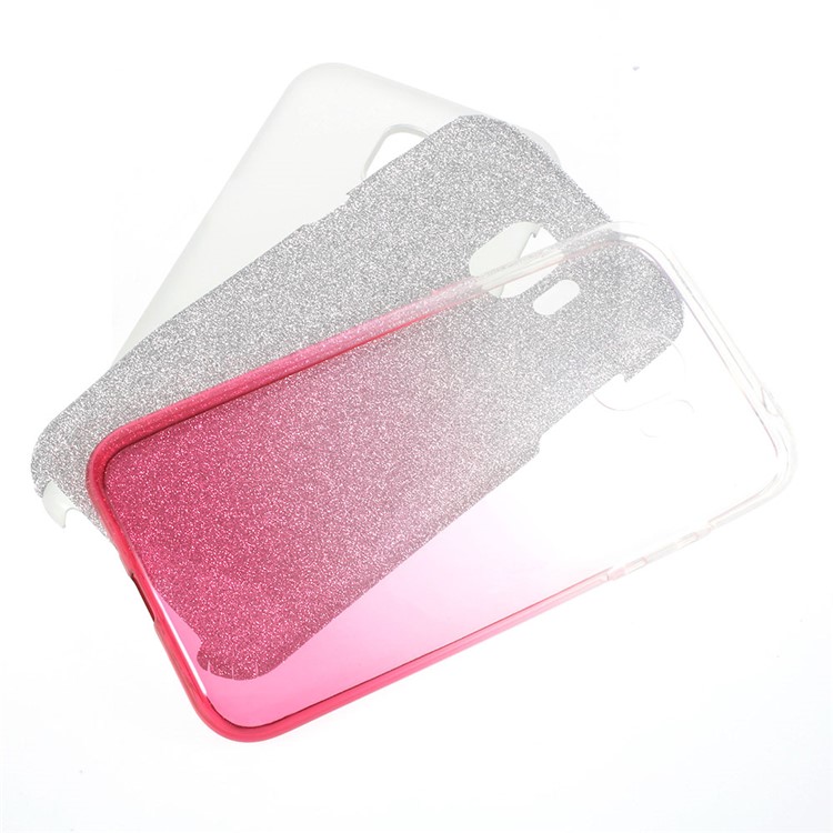 Gradient Color PC TPU Hybrid Back Cover + Flash Powder Paper for Samsung Galaxy J2 Pro 2018 - Rose-1