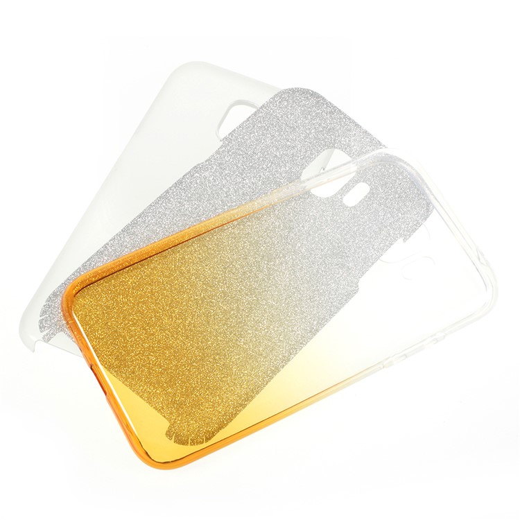 Gradient Color PC TPU Hybrid Phone Shell + Flash Powder Paper for Samsung Galaxy J2 Pro 2018 - Yellow-1