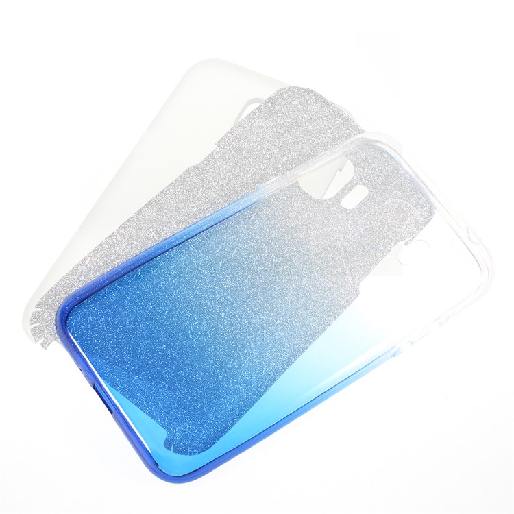Gradient Color PC TPU Hybrid Mobile Phone Casing + Flash Powder Paper for Samsung Galaxy J2 Pro 2018 - Blue-1