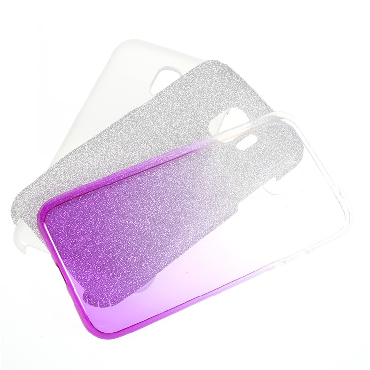Flash Powder Paper Gradient Color PC TPU Combo Mobile Phone Case Cover Shell for Samsung Galaxy J2 Pro 2018 - Purple-1