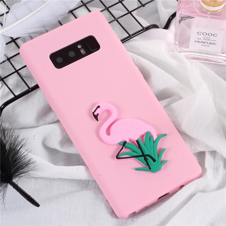 3D Cartoon Pattern Soft TPU Cover for Samsung Galaxy Note 8 SM-N950 - Flamingo-1
