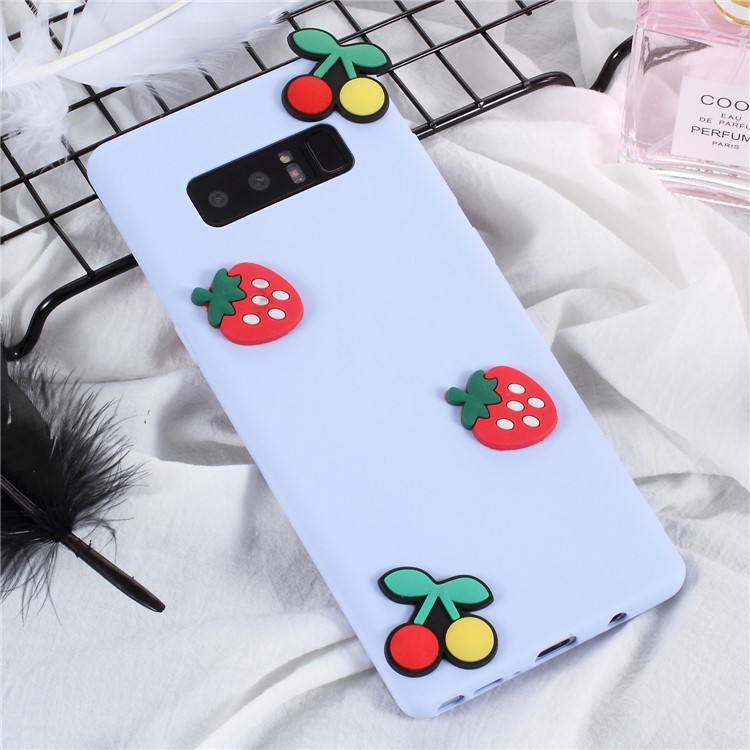 3D Cartoon Pattern Soft TPU Back Shell for Samsung Galaxy Note 8 SM-N950 - Cherries and Strawberries-1