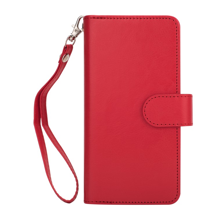 9 Card Slots Leather Wallet Cover + Detachable PU Leather Coated PC Case for Samsung Galaxy S9 SM-G960 - Red-2