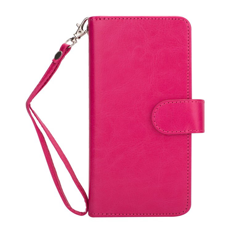 9 Card Slots Leather Wallet Cover + Detachable PU Leather Coated PC Shell for Samsung Galaxy S9 SM-G960 - Rose-2