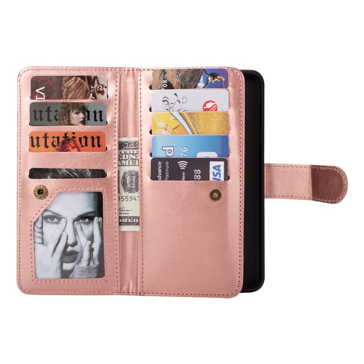 Detachable 9 Card Slots Leather Mobile Phone Case for Samsung Galaxy S9 SM-G960 - Rose Gold-4