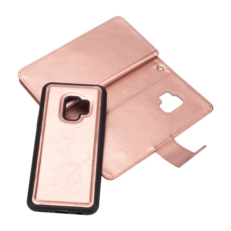 Detachable 9 Card Slots Leather Mobile Phone Case for Samsung Galaxy S9 SM-G960 - Rose Gold-5