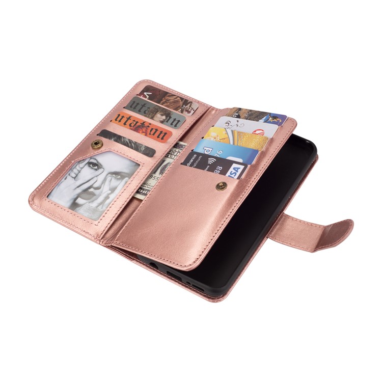 Detachable 9 Card Slots Leather Mobile Phone Case for Samsung Galaxy S9 SM-G960 - Rose Gold-6