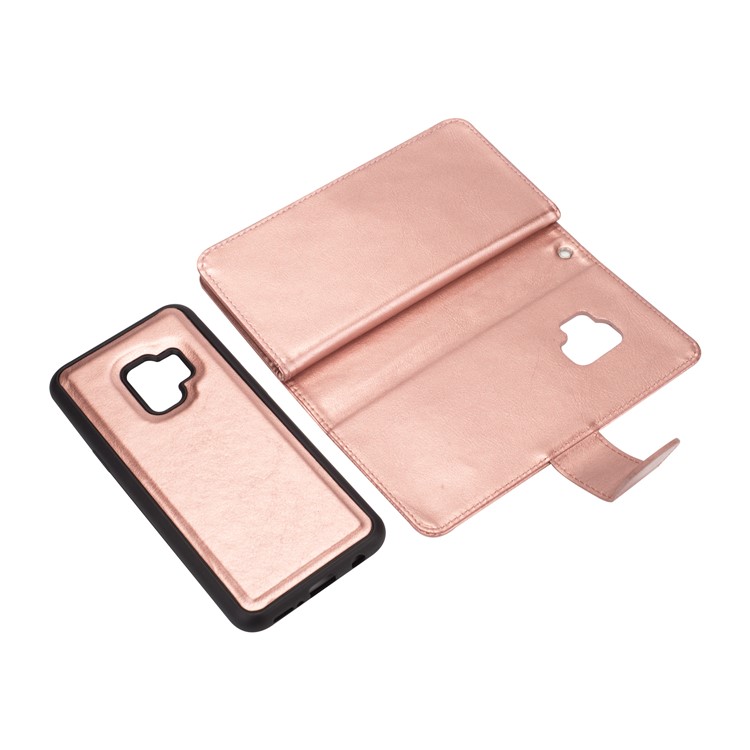Detachable 9 Card Slots Leather Mobile Phone Case for Samsung Galaxy S9 SM-G960 - Rose Gold-7