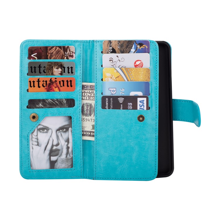 Detachable 2-in-1 9 Card Slots Leather Cell Phone Cover for Samsung Galaxy S9 SM-G960 - Blue-4
