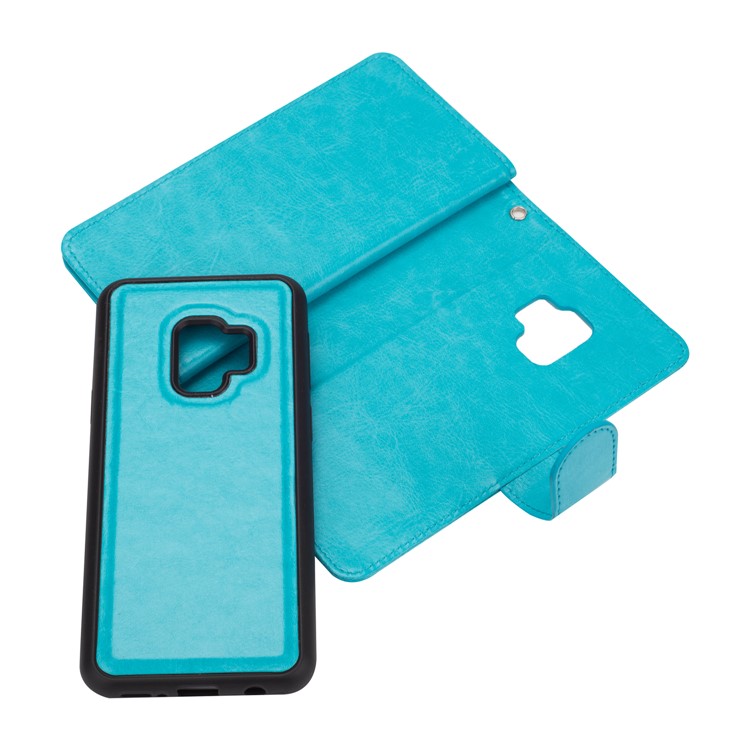 Detachable 2-in-1 9 Card Slots Leather Cell Phone Cover for Samsung Galaxy S9 SM-G960 - Blue-5