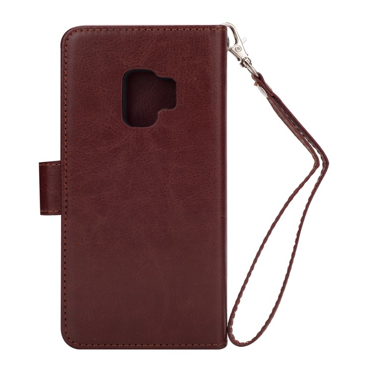 Detachable 9 Card Slots Leather Wallet Mobile Phone Shell for Samsung Galaxy S9 SM-G960 - Brown-3