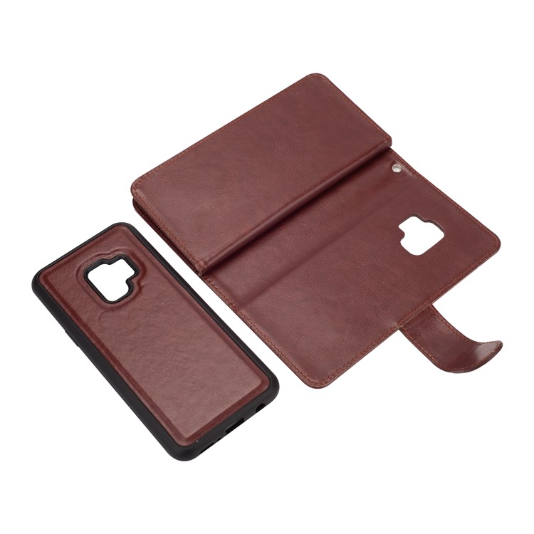 Detachable 9 Card Slots Leather Wallet Mobile Phone Shell for Samsung Galaxy S9 SM-G960 - Brown-7