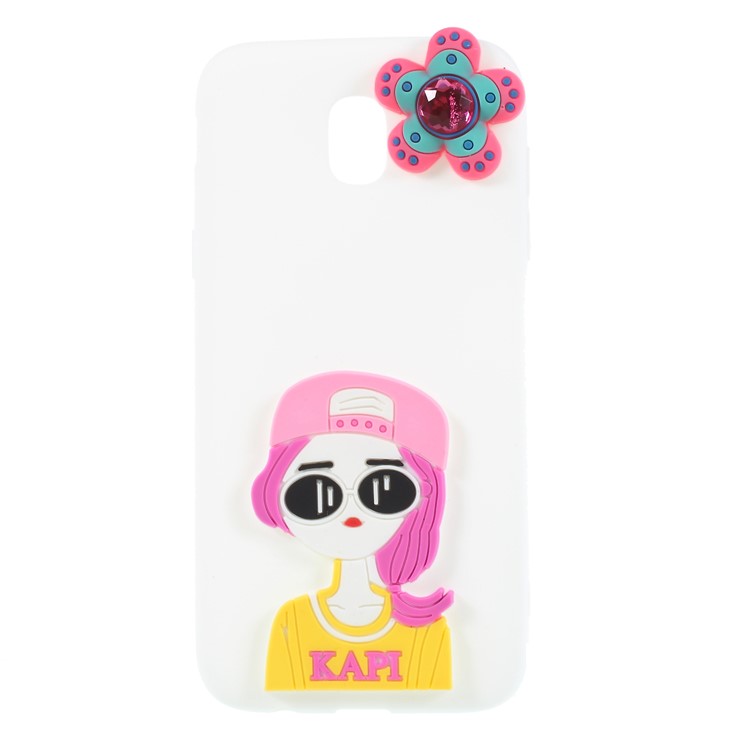 

3D Cartoon Pattern Soft TPU Mobile Casing for Samsung Galaxy J7 Pro (2017) / J7 (2017) EU Version - Fashion Girl, Galaxy J7 (2017)