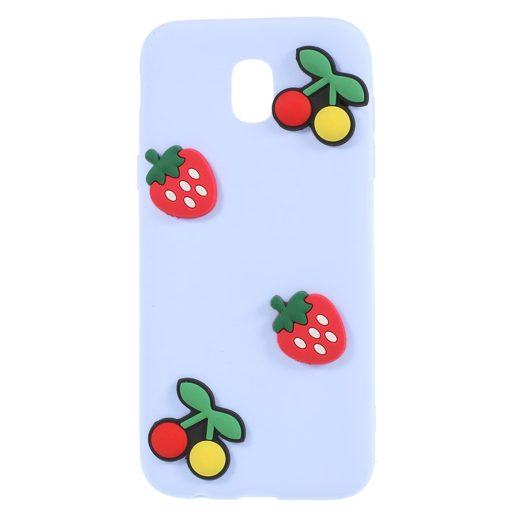 3D Cartoon Pattern Soft TPU Mobile Accessory Cover for Samsung Galaxy J7 Pro (2017) / J7 (2017) EU Version - Cherries and Strawberries-1
