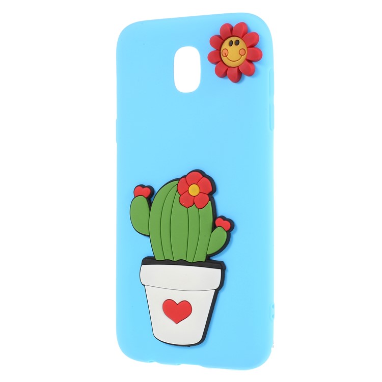 3D Cartoon Pattern Soft TPU Cellphone Case for Samsung Galaxy J7 Pro (2017) / J7 (2017) EU Version - Cactus-2