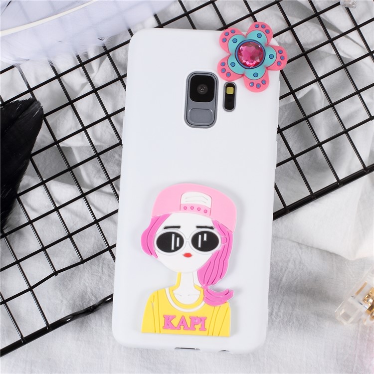 3D Cartoon Pattern TPU Phone Case for Samsung Galaxy S9 SM-G960 - Fashion Girl-1