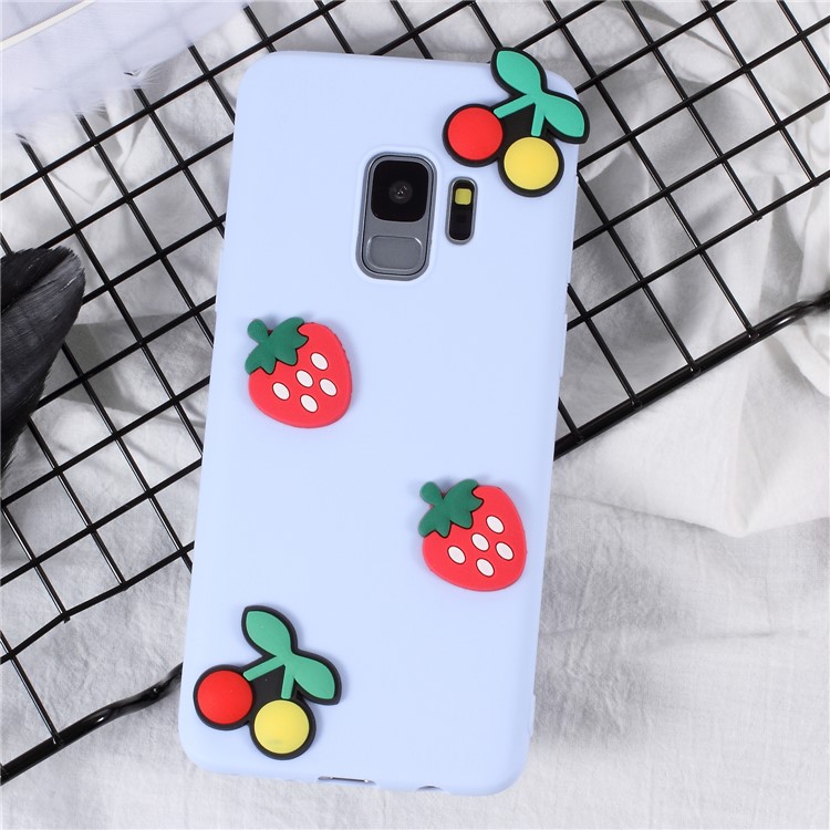 3D Cartoon Pattern TPU Cell Phone Case for Samsung Galaxy S9 SM-G960 - Cherries and Strawberries-1