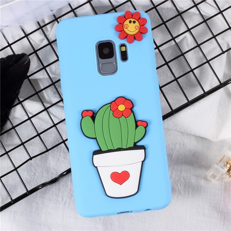 3D Cartoon Pattern TPU Phone Shell for Samsung Galaxy S9 SM-G960 - Cactus-1