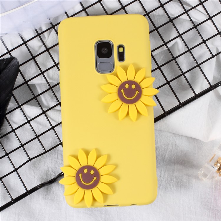 3D Cartoon Pattern TPU Mobile Phone Shell for Samsung Galaxy S9 SM-G960 - Sunflowers-1