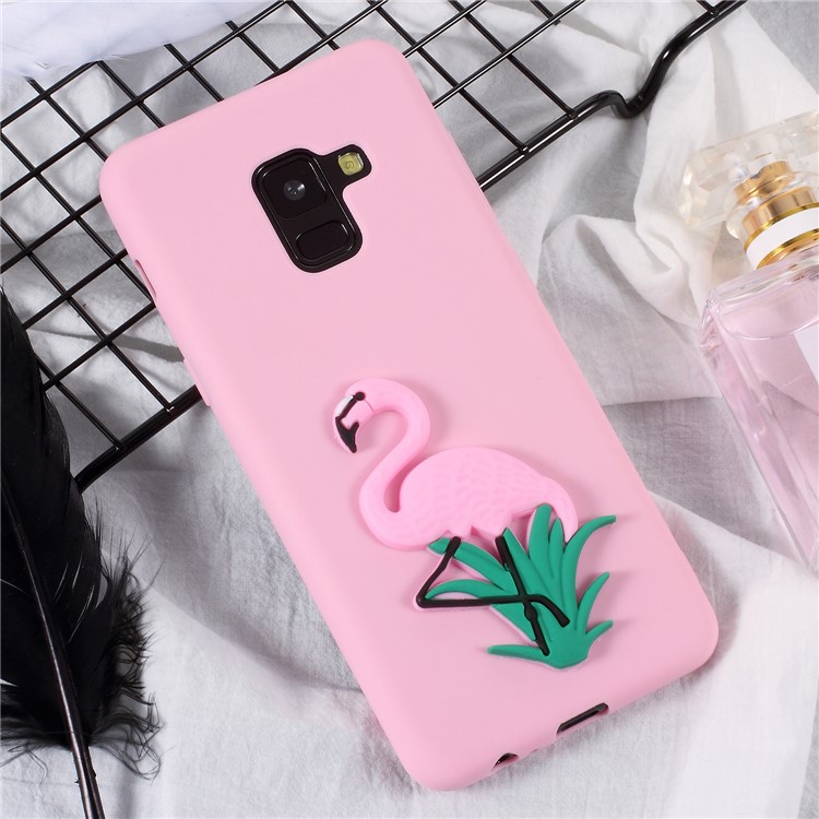 Cute 3D Cartoon Image Soft TPU Phone Accessory Cover for Samsung Galaxy A8+ (2018) - Flamingo-1