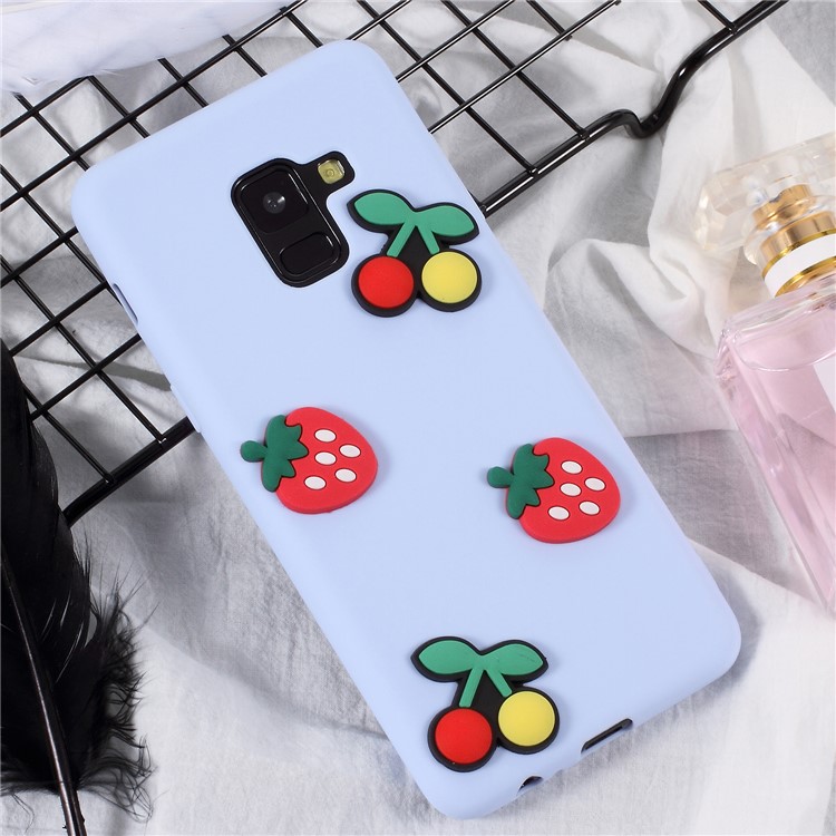 Cute 3D Cartoon Image Soft TPU Phone Casing for Samsung Galaxy A8+ (2018) - Strawberry and Cherry-1